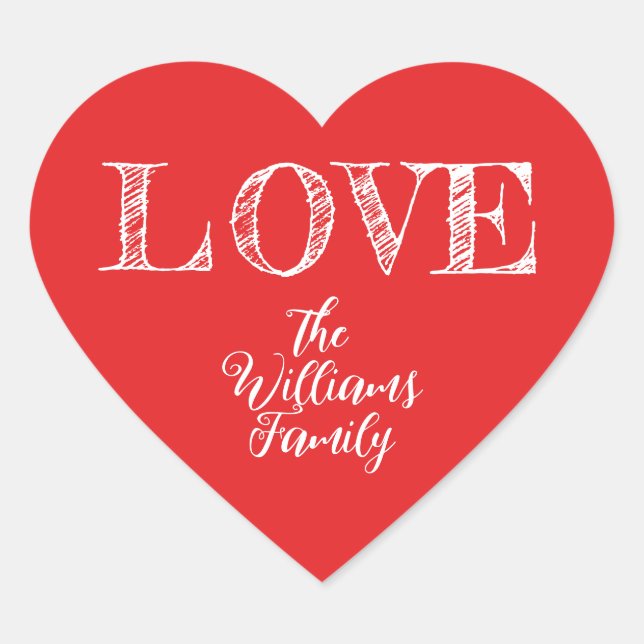 Red Heart Love Family Sticker (Front)