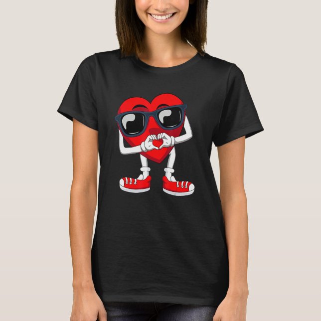 Red Heart Love Hand Sign Happy Valentines Day Boys T-Shirt (Front)