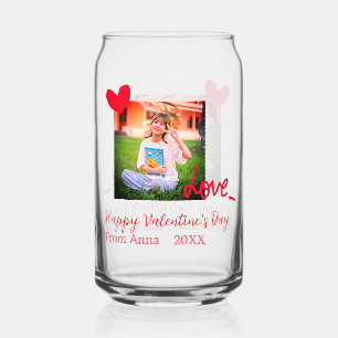 Red heart love happy valentine's day add photo nam can glass