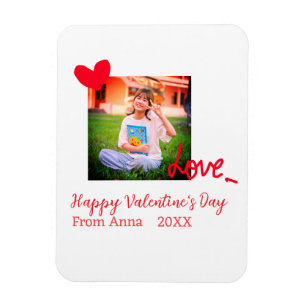 Red heart love happy valentine's day add photo nam magnet