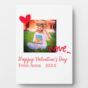 Red heart love happy valentine's day add photo nam plaque