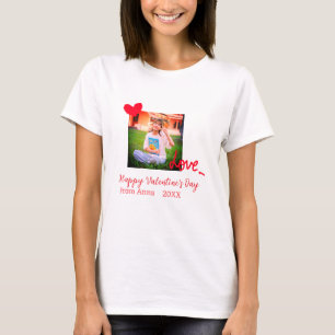Red heart love happy valentine's day add photo nam T-Shirt