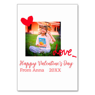 Red heart love happy valentine's day add photo nam table number