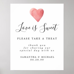 Red Heart Love is Sweet Wedding Dessert Bar Sign