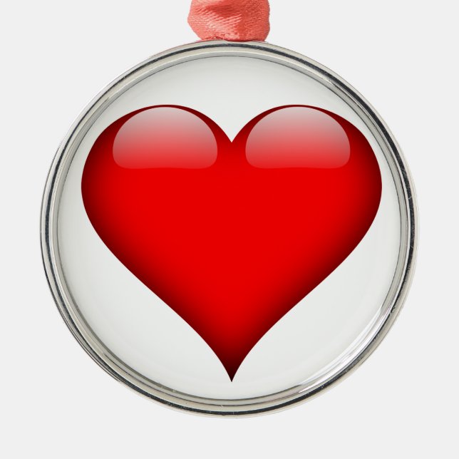 Red Heart Love Metal Ornament (Front)