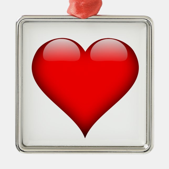 Red Heart Love Metal Ornament (Front)