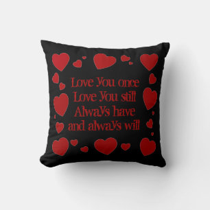 Red heart love rhyme decorative pillow
