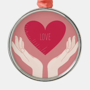 Red Heart love romantic Valentine's Day Metal Ornament