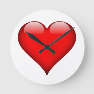 Red Heart Love Round Clock