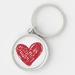 Red Heart Love Scribble - Wedding, Engagements Key Ring