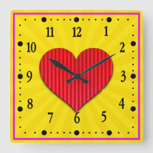 Red Heart Love Symbol-18374 Square Wall Clock