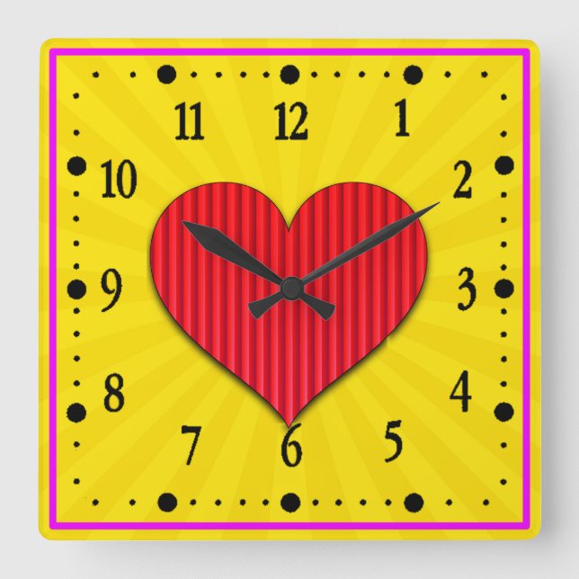  Red Heart Love Symbol-18374 Square Wall Clock (Front)