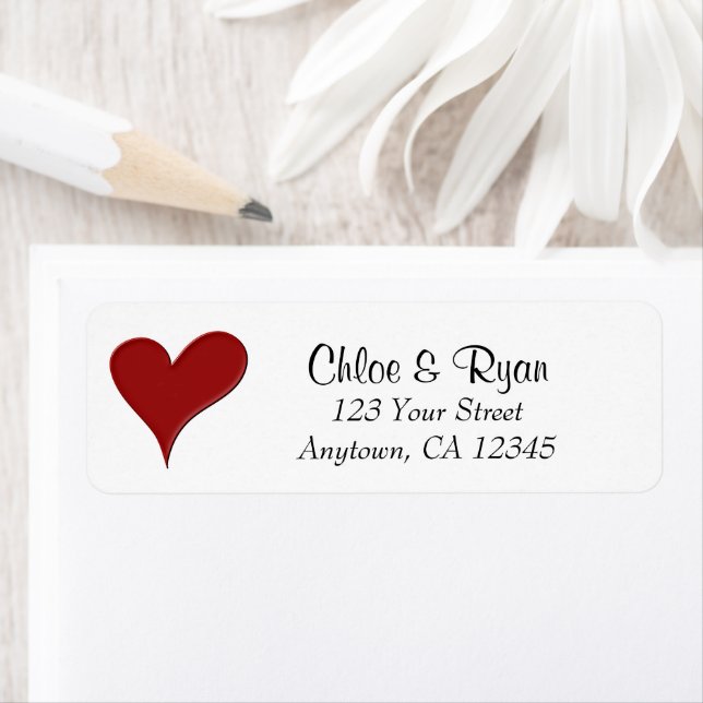 Red Heart Love Wedding Valentine Return Address Label (Insitu)