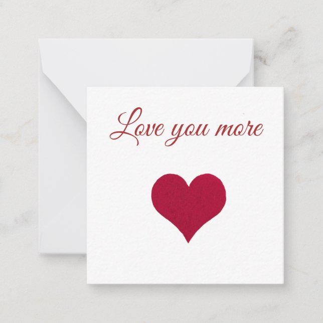 Red heart Love you more Flat Note Card (Front)