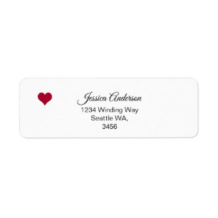 Red heart love you more return address label