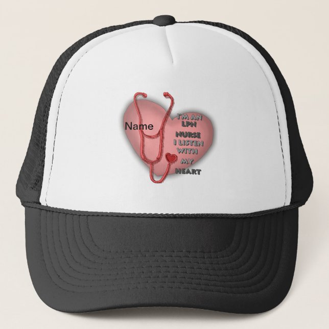 Red Heart LPN Nurse Trucker Hat (Front)