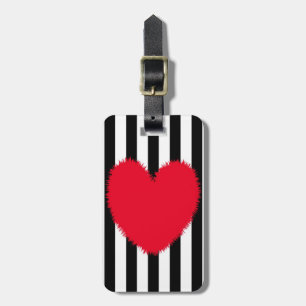 Red heart luggage tag