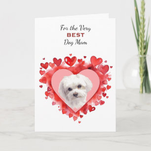 Red Heart Maltese Dog Wag My Tail Mum Holiday Card
