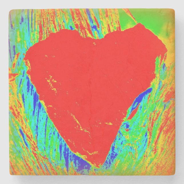red heart marble stone coaster (Front)
