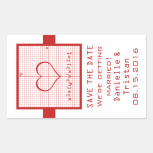 Red Heart Math Graph Save the Date Stickers