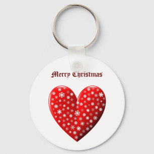 Red Heart Merry Christmas Keychain