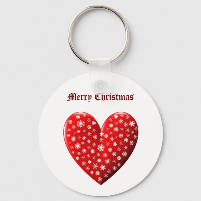 Red Heart Merry Christmas Keychain (Front)