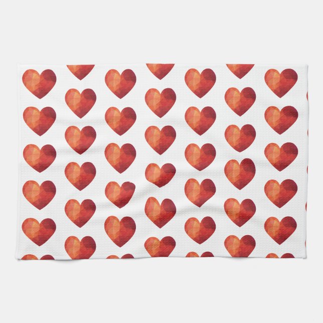 Red heart minimal romantic tea towel (Horizontal)