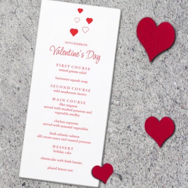 Red Heart Minimalist Valentine's Day Party Menu (Creator Uploaded)
