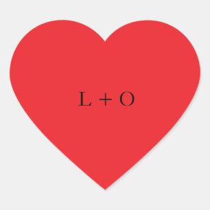 Red Heart Monogram Initials Sticker