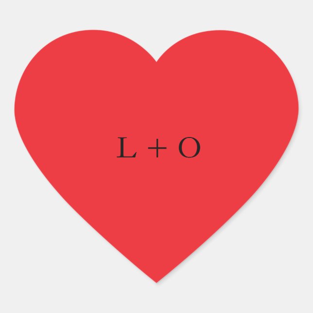 Red Heart Monogram Initials Sticker (Front)
