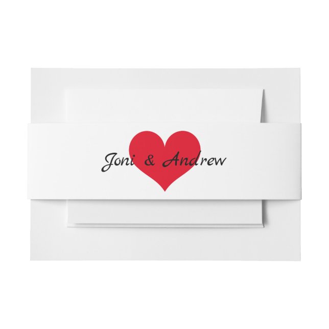 Red Heart Monogram Invitation Belly Band (Front Example)