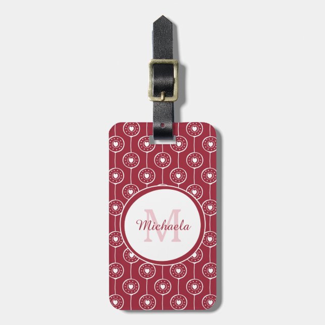 Red Heart Monogram Luggage Tag (Front Vertical)