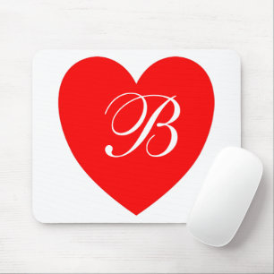 Red Heart Monogram Mousepad