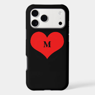 Red Heart Monogrammed Initial Name Black Cute