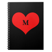 Red Heart Monogrammed Initial Name Black Cute