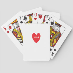 Red Heart Monogrammed Initials Wedding Custom Gift Playing Cards