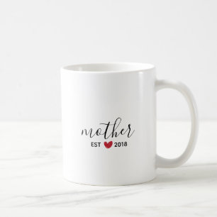 Red Heart Mother Established Year Coffee Mug
