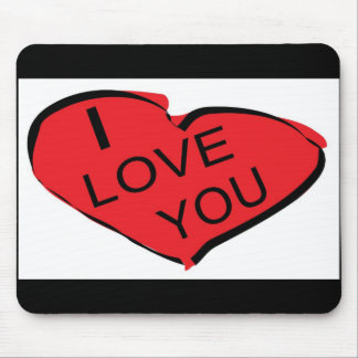 red heart mouse pad