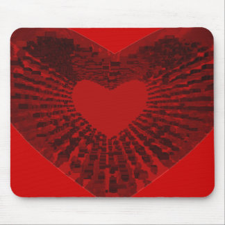 red heart mouse pad