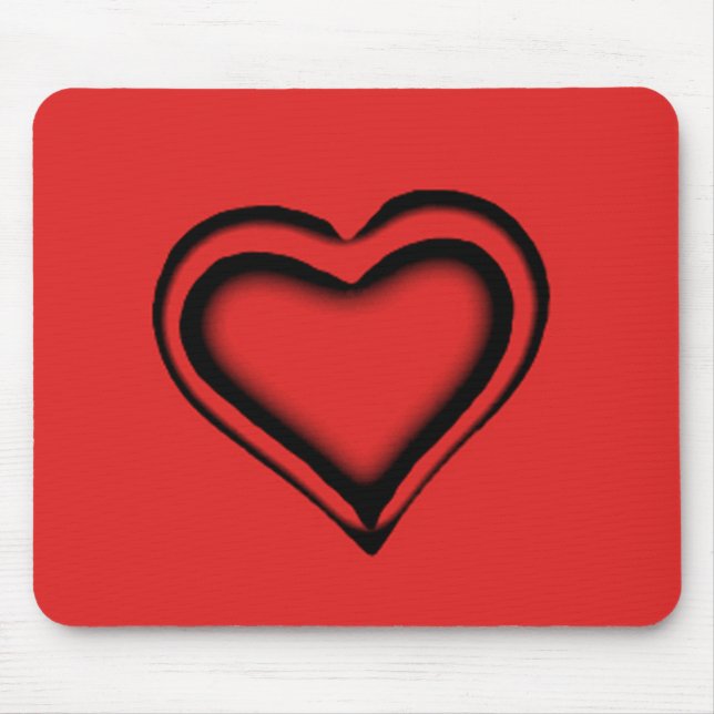 Red Heart Mouse Pad (Front)