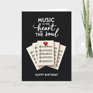 Red Heart Music Birthday Card