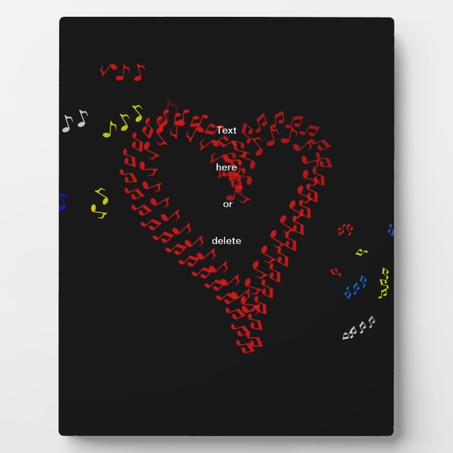 Red Heart Musical Notes  Plaque (Front)