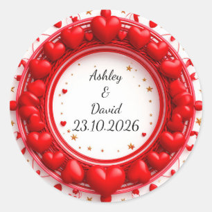 ❤️ Red Heart Name Design For Wedding Favour Labels