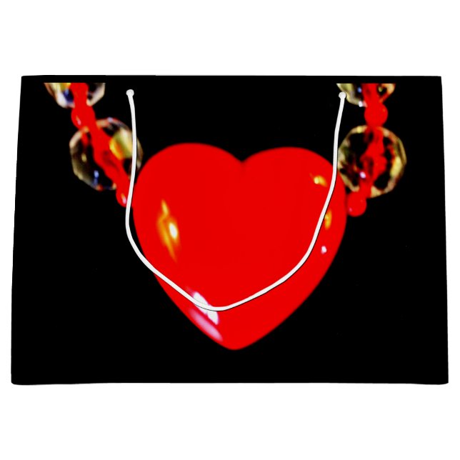 Red Heart Necklace Large Gift Bag (Front)