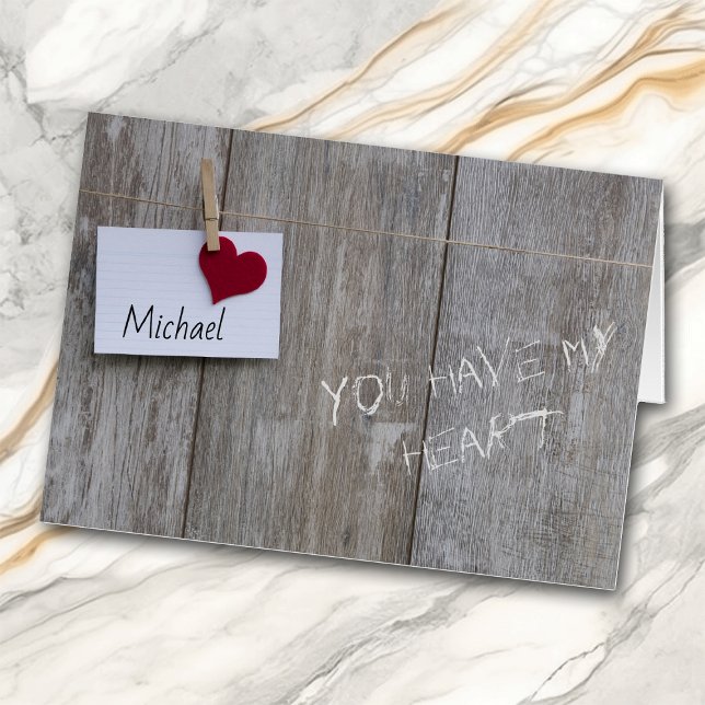 Red Heart Note on Wood Personalised Valentine Card (Creator Uploaded)