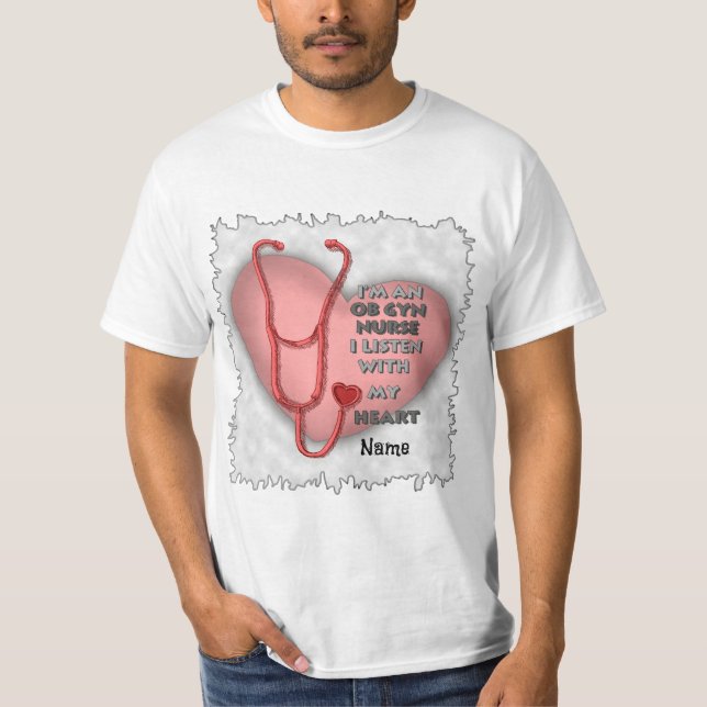 Red Heart ObGyn Nurse T-Shirt (Front)