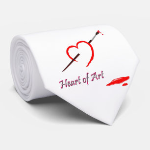 Red Heart of Art Love Painting Paint Brush Artist Tie
