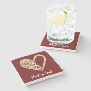 Red Heart of Gold Stone Coaster
