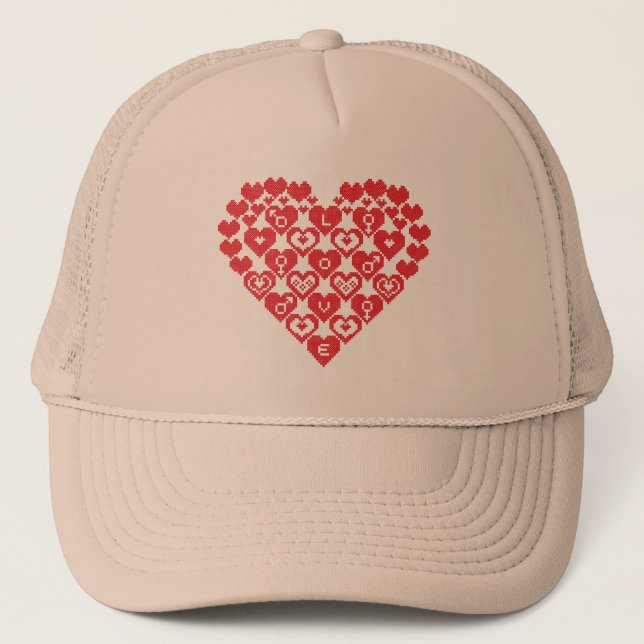 Red HEART of hearts Trucker Hat (Front)
