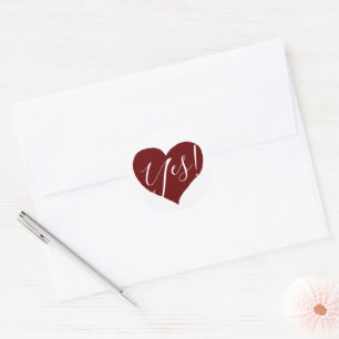 Red Heart of Love written yes Classic Round Sticker